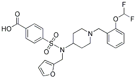 4-([(1-[2-(DIFLUOROMETHOXY)BENZYL]PIPERIDIN-4-YL)(2-FURYLMETHYL)AMINO]SULFONYL)BENZOIC ACID Struktur