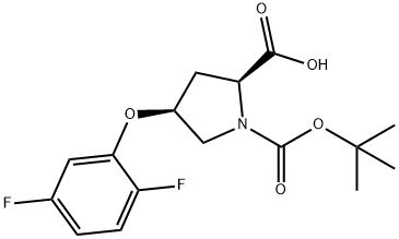 (2S,4S)-1-(TERT-BUTOXYCARBONYL)-4-(2,5-DIFLUORO-PHENOXY)-2-PYRROLIDINECARBOXYLIC ACID Struktur