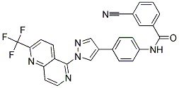 3-CYANO-N-(4-(1-[2-(TRIFLUOROMETHYL)-1,6-NAPHTHYRIDIN-5-YL]-1H-PYRAZOL-4-YL)PHENYL)BENZAMIDE Struktur