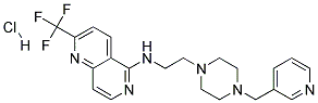 N-(2-[4-(PYRIDIN-3-YLMETHYL)PIPERAZIN-1-YL]ETHYL)-2-(TRIFLUOROMETHYL)-1,6-NAPHTHYRIDIN-5-AMINE HYDROCHLORIDE Struktur