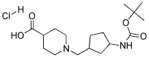 4-TERT-BUTOXYCARBONYLAMINO-1-CYCLOPENTYLMETHYL-PIPERIDINE-4-CARBOXYLIC ACID HYDROCHLORIDE Struktur