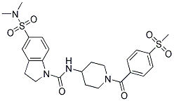 5-[(DIMETHYLAMINO)SULFONYL]-N-(1-[4-(METHYLSULFONYL)BENZOYL]PIPERIDIN-4-YL)INDOLINE-1-CARBOXAMIDE Struktur