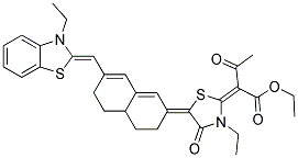 ETHYL 2-(3-ETHYL-5-[7-([3-ETHYL-1,3-BENZOTHIAZOL-2(3H)-YLIDENE]METHYL)-4,4A,5,6-TETRAHYDRO-2(3H)-NAPHTHALENYLIDENE]-4-OXO-1,3-THIAZOLIDIN-2-YLIDENE)-3-OXOBUTANOATE Struktur