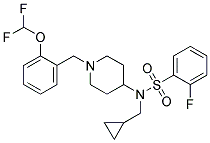 N-(CYCLOPROPYLMETHYL)-N-(1-[2-(DIFLUOROMETHOXY)BENZYL]PIPERIDIN-4-YL)-2-FLUOROBENZENESULFONAMIDE Struktur