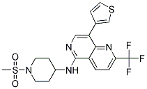 N-[1-(METHYLSULFONYL)PIPERIDIN-4-YL]-8-(3-THIENYL)-2-(TRIFLUOROMETHYL)-1,6-NAPHTHYRIDIN-5-AMINE Struktur