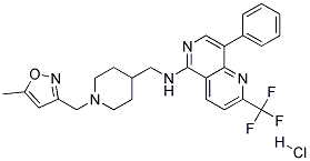 N-((1-[(5-METHYLISOXAZOL-3-YL)METHYL]PIPERIDIN-4-YL)METHYL)-8-PHENYL-2-(TRIFLUOROMETHYL)-1,6-NAPHTHYRIDIN-5-AMINE HYDROCHLORIDE Struktur