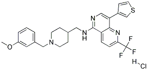 N-([1-(3-METHOXYBENZYL)PIPERIDIN-4-YL]METHYL)-8-(3-THIENYL)-2-(TRIFLUOROMETHYL)-1,6-NAPHTHYRIDIN-5-AMINE HYDROCHLORIDE Struktur