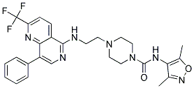 N-(3,5-DIMETHYLISOXAZOL-4-YL)-4-(2-([8-PHENYL-2-(TRIFLUOROMETHYL)-1,6-NAPHTHYRIDIN-5-YL]AMINO)ETHYL)PIPERAZINE-1-CARBOXAMIDE Struktur