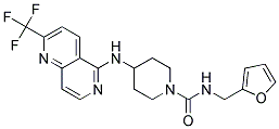 N-(2-FURYLMETHYL)-4-([2-(TRIFLUOROMETHYL)-1,6-NAPHTHYRIDIN-5-YL]AMINO)PIPERIDINE-1-CARBOXAMIDE Struktur