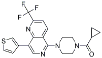 5-[4-(CYCLOPROPYLCARBONYL)PIPERAZIN-1-YL]-8-(3-THIENYL)-2-(TRIFLUOROMETHYL)-1,6-NAPHTHYRIDINE Struktur