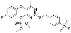 O-(5-(4-fluorophenoxy)-6-methyl-2-{[4-(trifluoromethyl)benzyl]thio}pyrimidin-4-yl) O,O-dimethyl phosphothioate Struktur