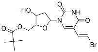 {5-[5-(2-bromovinyl)-2,4-dioxo-1,2,3,4-tetrahydropyrimidin-1-yl]-3-hydroxytetrahydrofuran-2-yl}methyl pivalate Struktur