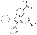 3-CYCLOHEXYL-1-DIMETHYLCARBAMOYLMETHYL-2-FURAN-3-YL-1H-INDOLE-6-CARBOXYLIC ACID METHYL ESTER Struktur