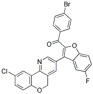 (4-BROMOPHENYL)[3-(9-CHLORO-5H-CHROMENO[4,3-B]PYRIDIN-3-YL)-5-FLUORO-1-BENZOFURAN-2-YL]METHANONE Struktur