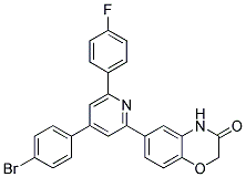 6-[4-(4-BROMO-PHENYL)-6-(4-FLUORO-PHENYL)-PYRIDIN-2-YL]-4H-BENZO[1,4]OXAZIN-3-ONE Struktur