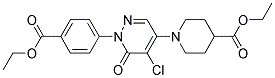 ethyl 1-{5-chloro-1-[4-(ethoxycarbonyl)phenyl]-6-oxo-1,6-dihydropyridazin-4-yl}piperidine-4-carboxylate Struktur