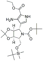 (3AS,4S,6R,6AR)-4-(4-AMINO-5-ETHOXYCARBONYL-1H-PYRROL-3-YL)-6-(TERT-BUTYL-DIMETHYL-SILANYLOXYMETHYL)-2,2-DIMETHYL-TETRAHYDRO-[1,3]DIOXOLO[4,5-C]PYRROLE-5-CARBOXYLIC ACID TERT-BUTYL ESTER Struktur