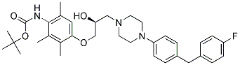 [4-((S)-3-{4-[4-(4-FLUORO-BENZYL)-PHENYL]-PIPERAZIN-1-YL}-2-HYDROXY-PROPOXY)-2,3,6-TRIMETHYL-PHENYL]-CARBAMIC ACID TERT-BUTYL ESTER Struktur