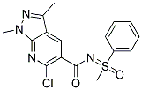 N5-(1-METHYL-1-OXO-1-PHENYL-LAMBDA~6~-SULFANYLIDENE)-6-CHLORO-1,3-DIMETHYL-1H-PYRAZOLO[3,4-B]PYRIDINE-5-CARBOXAMIDE Struktur