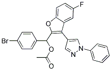 ACETIC ACID (4-BROMO-PHENYL)-[5-FLUORO-3-(1-PHENYL-1H-PYRAZOL-4-YL)-BENZOFURAN-2-YL]-METHYL ESTER Struktur