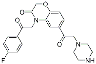 4-[2-(4-FLUORO-PHENYL)-2-OXOETHYL]-6-(2-PIPERAZIN--1-YL-ACETYL)-4H-BENZO[1,4]OXAZIN-3-ONE Struktur