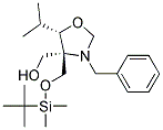 (4S,5S)-N-BENZYL-4-(T-BUTYLDIMETHYLSILYLOXYMETHYL)-4-HYDROXYMETHYL-5-ISOPROPYLOXAZOLADINE Struktur