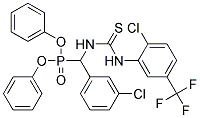 diphenyl [(3-chlorophenyl)({[2-chloro-5-(trifluoromethyl)anilino]carbothioyl}amino)methyl]phosphonate Struktur