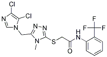 N1-[2-(TRIFLUOROMETHYL)PHENYL]-2-({5-[(4,5-DICHLORO-1H-IMIDAZOL-1-YL)METHYL ]-4-METHYL-4H-1,2,4-TRIAZOL-3-YL}THIO)ACETAMIDE Struktur