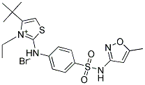 4-(TERT-BUTYL)-3-ETHYL-2-(4-{[(5-METHYLISOXAZOL-3-YL)AMINO]SULFONYL}ANILINO )-1,3-THIAZOL-3-IUM BROMIDE Struktur