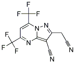 5,7-BIS(TRIFLUOROMETHYL)-3-CYANO-2-(CYANOMETHYL)PYRAZOLO[1,5-A]PYRIMIDIN Struktur