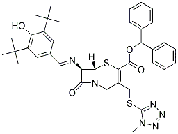 Diphenylmethyl 7beta-(3,5-Di-Tert-Butyl-4-Hydroxybenzylideneamine)-3-[[(1-Methyl-1H-Tetrazol-5-Yl)Thio]Methyl]-3-Cephem-4-Carboxylate Struktur