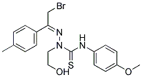 N1-(4-methoxyphenyl)-2-[2-bromo-1-(4-methylphenyl)ethylidene]-1-(2-hydroxyethyl)hydrazine-1-carbothioamide Struktur