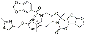 5-{[(BENZO[1,3]DIOXOLE-5-SULFONYL)-ISOBUTYL-AMINO]-METHYL}-2,2-DIMETHYL-4-[4-(2-METHYL-THIAZOL-4-YLMETHOXY)-BENZYL]-OXAZOLIDINE-3-CARBOXYLIC ACID HEXAHYDRO-FURO[2,3-B]FURAN-3-YL ESTER Struktur