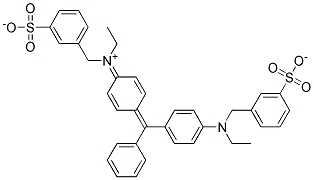 hydrogen (ethyl)[4-[[4-[ethyl(3-sulphonatobenzyl)amino]phenyl]phenylmethylene]cyclohexa-2,5-dien-1-ylidene](3-sulphonatobenzyl)ammonium Struktur