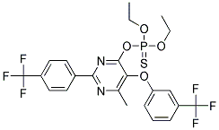 O,O-diethyl O-{6-methyl-5-[3-(trifluoromethyl)phenoxy]-2-[4-(trifluoromethyl)phenyl]pyrimidin-4-yl} phosphothioate Struktur