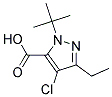 4-CHLORO-1-(1,1-DIMETHYLETHYL)-3-ETHYL-1H-PYRAZOLE-5-CARBOXYLIC ACID Struktur