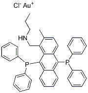 9,10-bisdiphenylphosphinomethyl(N-propaminomethyl)anthracene gold(I) Chloride Struktur