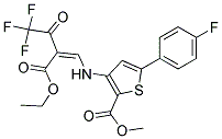 METHYL 3-{[2-(ETHOXYCARBONYL)-4,4,4-TRIFLUORO-3-OXOBUT-1-ENYL]AMINO}-5-(4-F LUOROPHENYL)THIOPHENE-2-CARBOXYLATE Struktur