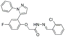 N'-[(1E)-(2-CHLOROPHENYL)METHYLENE]-2-[4-FLUORO-2-(1-PHENYL-1H-PYRAZOL-5-YL)PHENOXY]ACETOHYDRAZIDE Struktur