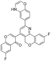 6-[6-FLUORO-1-(6-FLUORO-4-OXO-4H-CHROMEN-3-YL)-10H-9-OXA-4-AZA-PHENANTHREN-3-YL]-4H-BENZO[1,4]OXAZIN Struktur