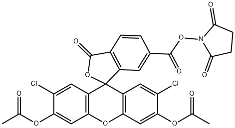 6-Carboxy-2',7'-dichlorofluorescein 3',6'-Diacetate SucciniMidyl Ester Struktur