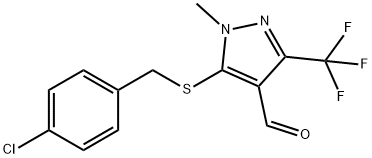 5-(4-CHLOROBENZYLTHIO)-1-METHYL-3-(TRIFLUOROMETHYL)-1H-PYRAZOLE-4-CARBOXALDEHYD Struktur