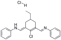 N-2-chloro-5-ethyl-3-(phenylamino)methylene-1-cyclohexen-1-ylmethylene-Benzenaminemonohydrochloride Struktur