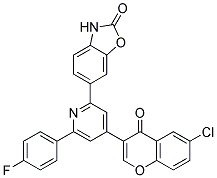 6-[4-(6-CHLORO-4-OXO-4H-CHROMEN-3-YL)-6-(4-FLUORO-PHENYL)-PYRIDIN-2-YL]-3H-BENZOOXAZOL-2-ONE Struktur