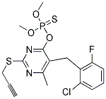 O-[5-(2-chloro-6-fluorobenzyl)-6-methyl-2-(prop-2-ynylthio)pyrimidin-4-yl] O,O-dimethyl phosphothioate Struktur