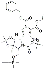 3-AMINO-4-[(3AS,4S,6R,6AR)-5-TERT-BUTOXYCARBONYL-6-(TERT-BUTYL-DIMETHYL-SILANYLOXYMETHYL)-2,2-DIMETHYL-TETRAHYDRO-[1,3]DIOXOLO[4,5-C]PYRROL-4-YL]-PYRROLE-1,2-DICARBOXYLIC ACID 1-BENZYL ESTER 2-ETHYL ESTER Struktur