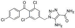 5-AMINO-1-[[3,5-DICHLORO-4-(4-CHLOROBENZOYL)-PHENYL]METHYL]-1H-1,2,3-TRAZOLE-4-CARBOXAMIDE Struktur