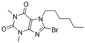 8-BROMO-7-HEXYL-1,3-DIMETHYL-2,3,6,7-TETRAHYDRO-1H-PURINE-2,6-DIONE, TECH Struktur