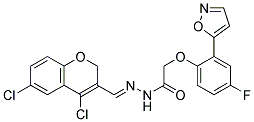 N'-[(1E)-(4,6-DICHLORO-2H-CHROMEN-3-YL)METHYLENE]-2-(4-FLUORO-2-ISOXAZOL-5-YLPHENOXY)ACETOHYDRAZIDE Struktur