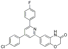 6-[4-(4-CHLORO-PHENYL)-6-(4-FLUORO-PHENYL)-PYRIDIN-2-YL]-4H-BENZO[1,4]OXAZIN-3-ONE Struktur